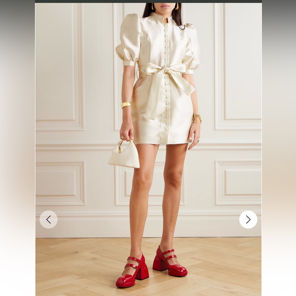 DESTREE - Amoako belted paneled satin-twill mini dress